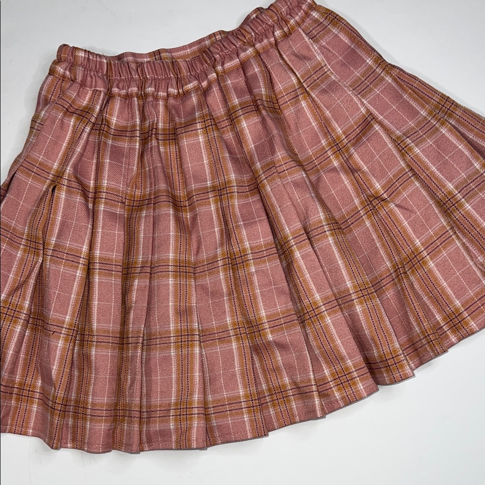 SHEIN Pink Plaid Skater Skirt - Picture 5 of 8
